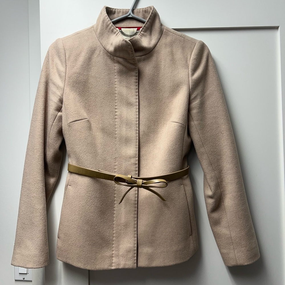 Banana Republic Cream Wool Jacket with with Leather Belt